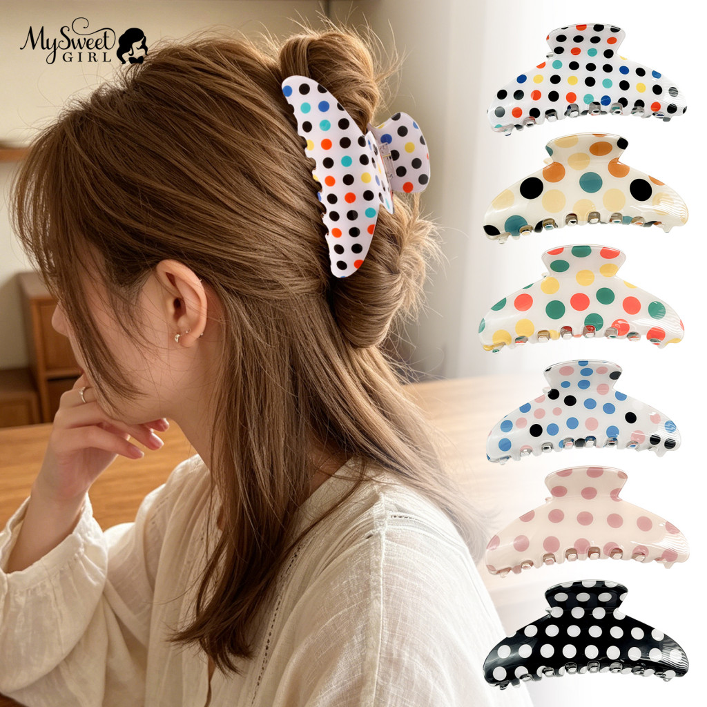 Scalp Hair Clip Claw Strong Grip for Thick Dot Print Portable Accessory for Updos and Half-tied Hairstyles Durable for W