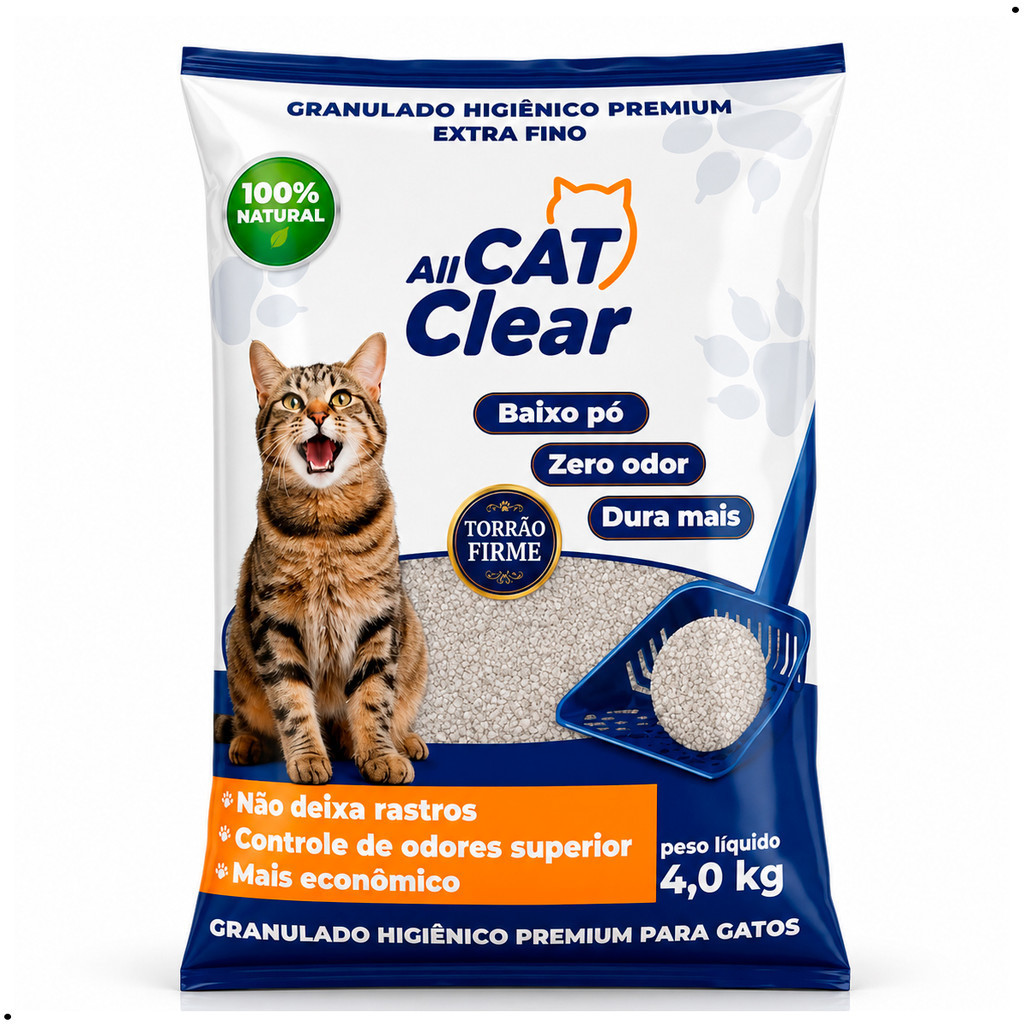 Areia Granulado Higiênico Gatos Extra fino All Cat Clear 4kg