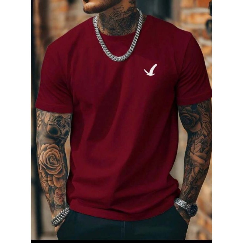 Camiseta Masculina Pássaro Lançamento 2026 Tendência Verão 100% Algodão Promoção