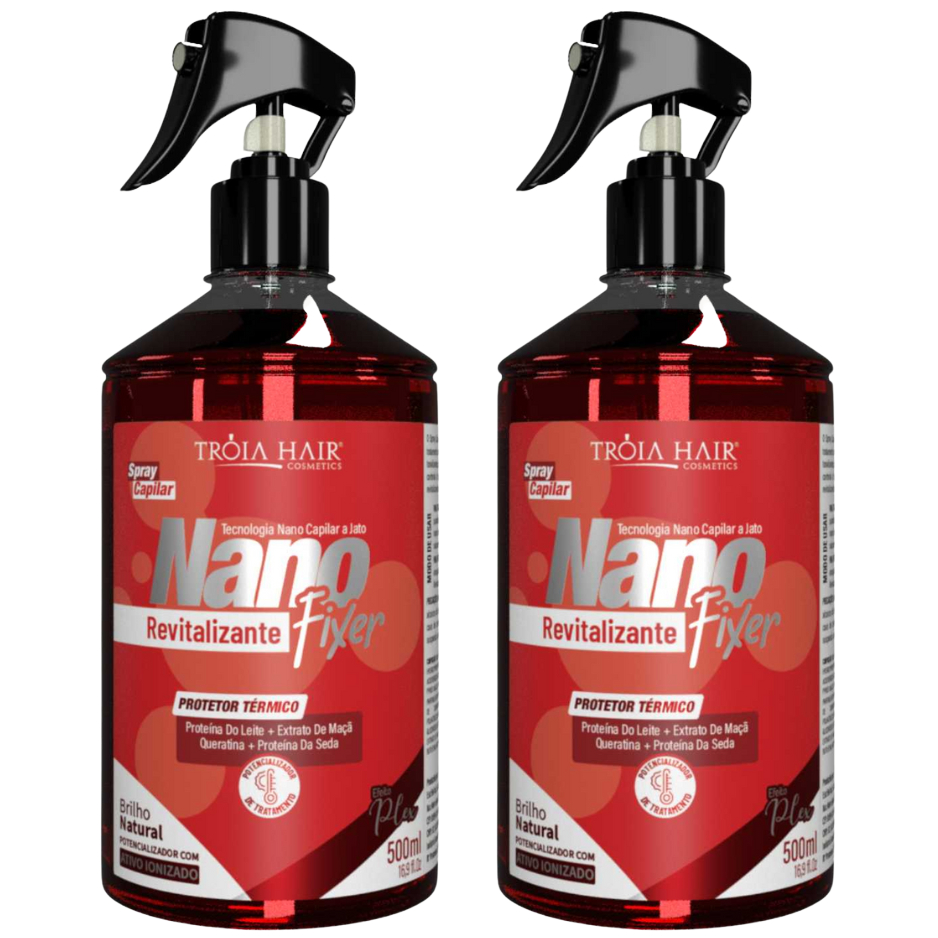 2x Nano Fixer Revitalizante Capilar 500ml Tróia Hair – Brilho, Leveza e Ação Antioxidante