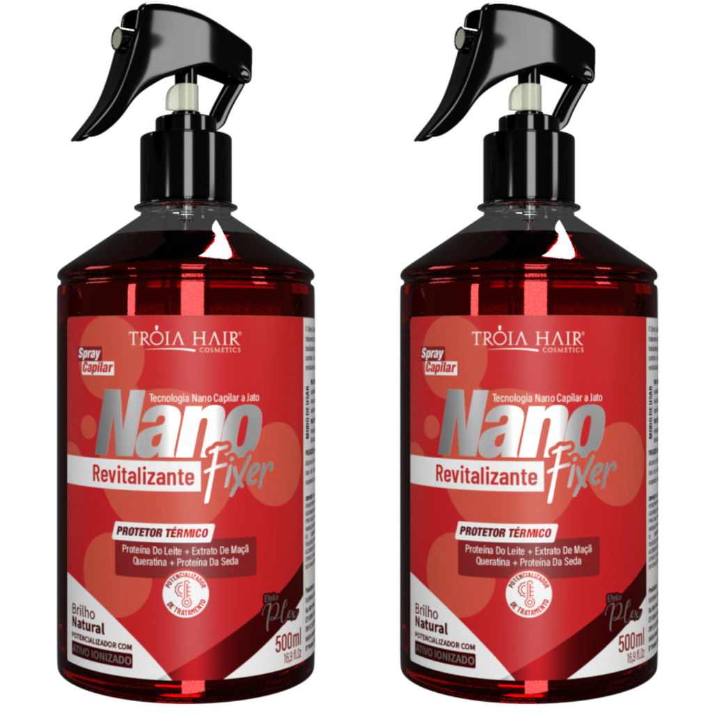 KIT 2 NANO FIXER REVITALIZANTE 500ml – REVITALIZAÇÃO INTENSA E BRILHO PARA CABELOS OPACOS E DANIFICADOS