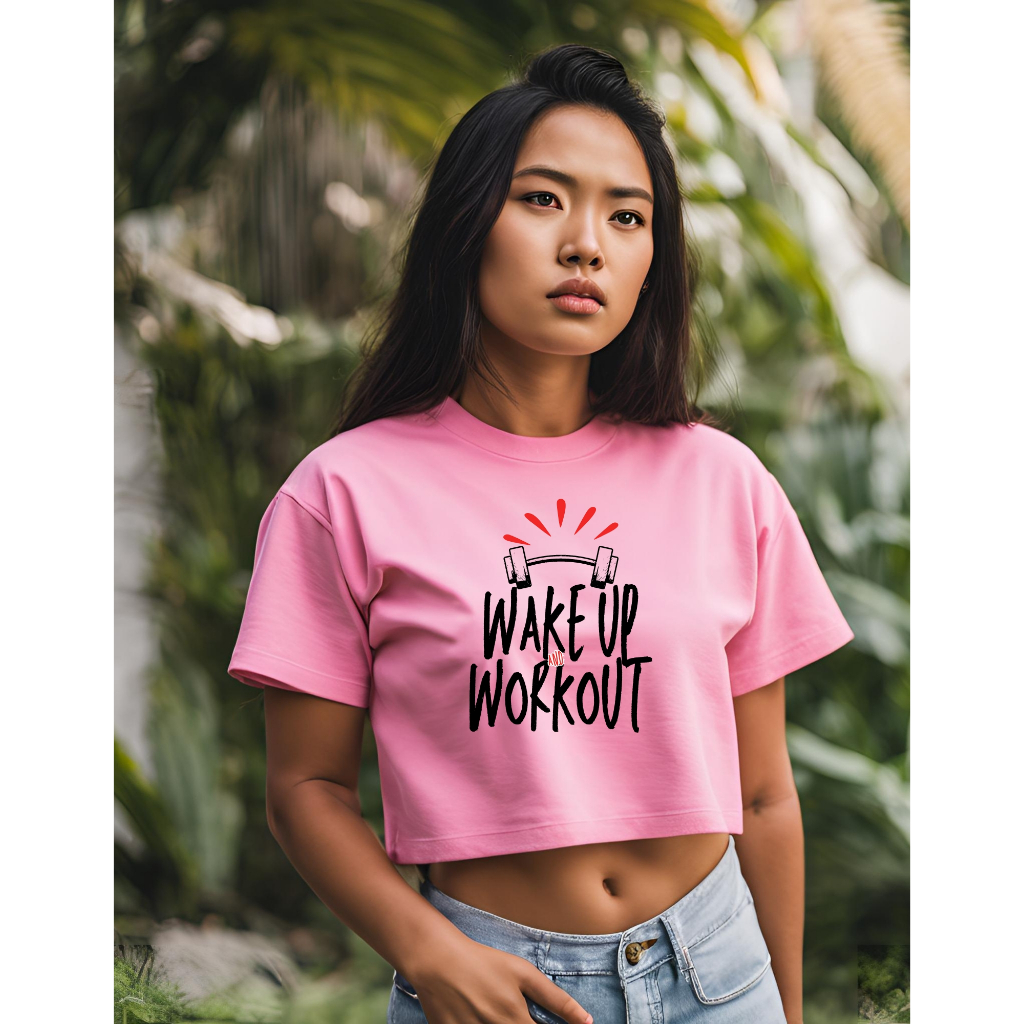 Cropped Feminino Juvenil para academia (Wake Up and Workout) - 100% Poliéster
