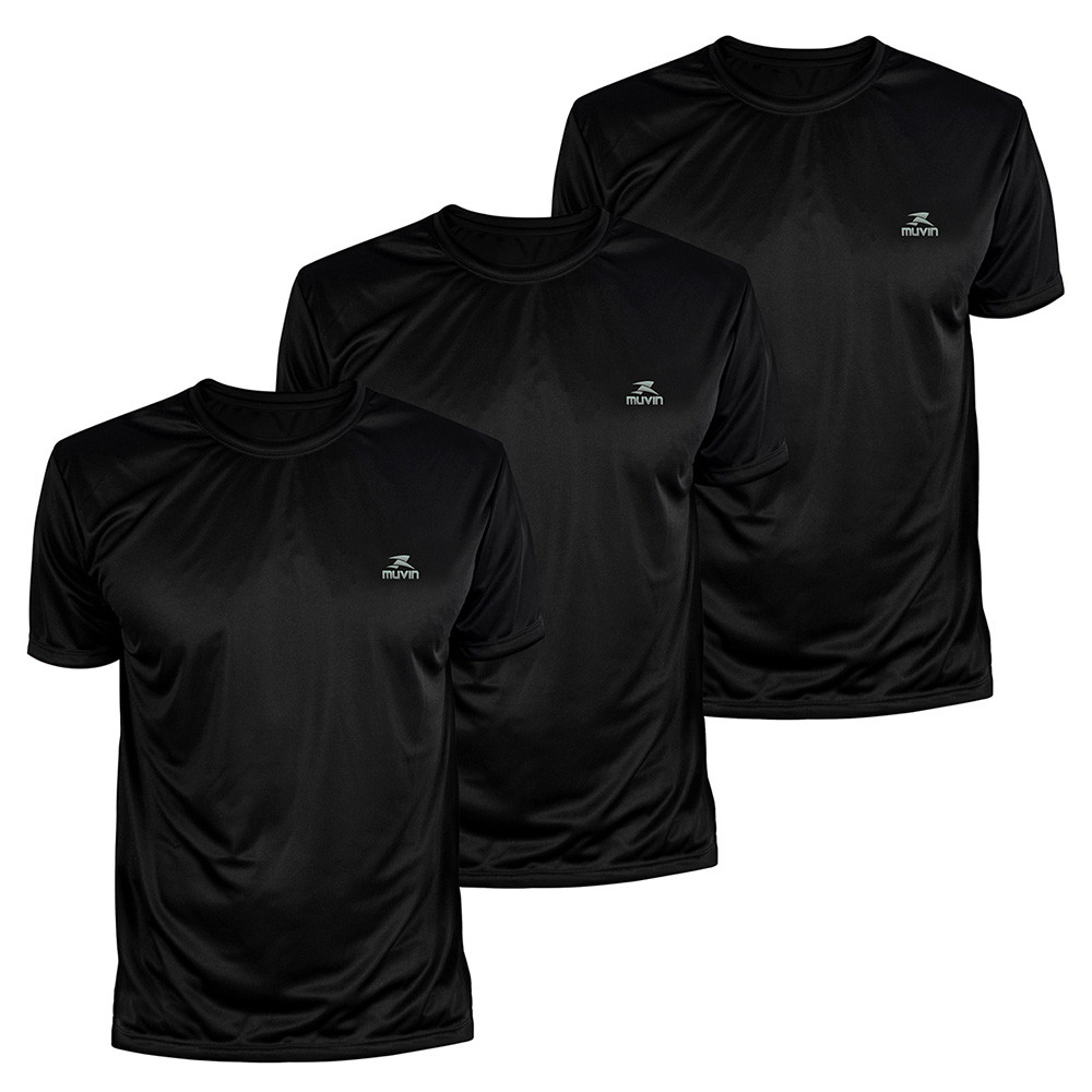 Kit 3 Camisetas Masculinas Color Dry Workout Muvin – Leve e Respirável