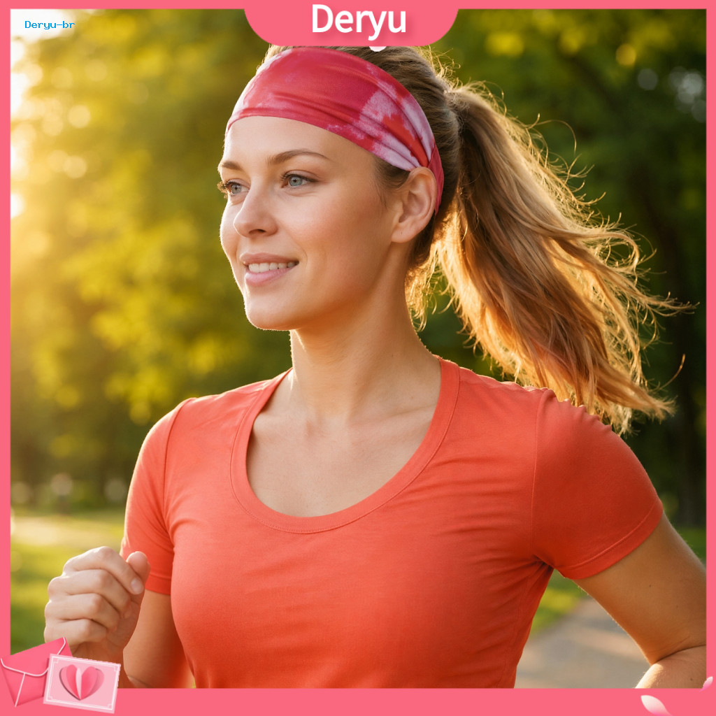 Elastic Workout Hairband Running Headband for Women Tie-dye Gradient Sports for Men – Anti-slip Breathable Sweat-wicki