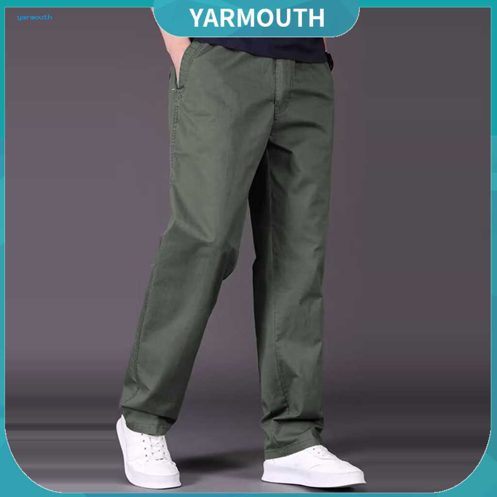 Breathable Men Pants Cargo Men's Quick-dry Outdoor Streetwear Straight Wide Leg Solid Color with Pockets Button Zipper C