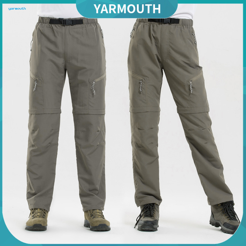 Men Trousers Sweatpants Men's Outdoor Quick-dry Hiking Pants with Side Pockets Removable Legs High Waist Breathable Summ