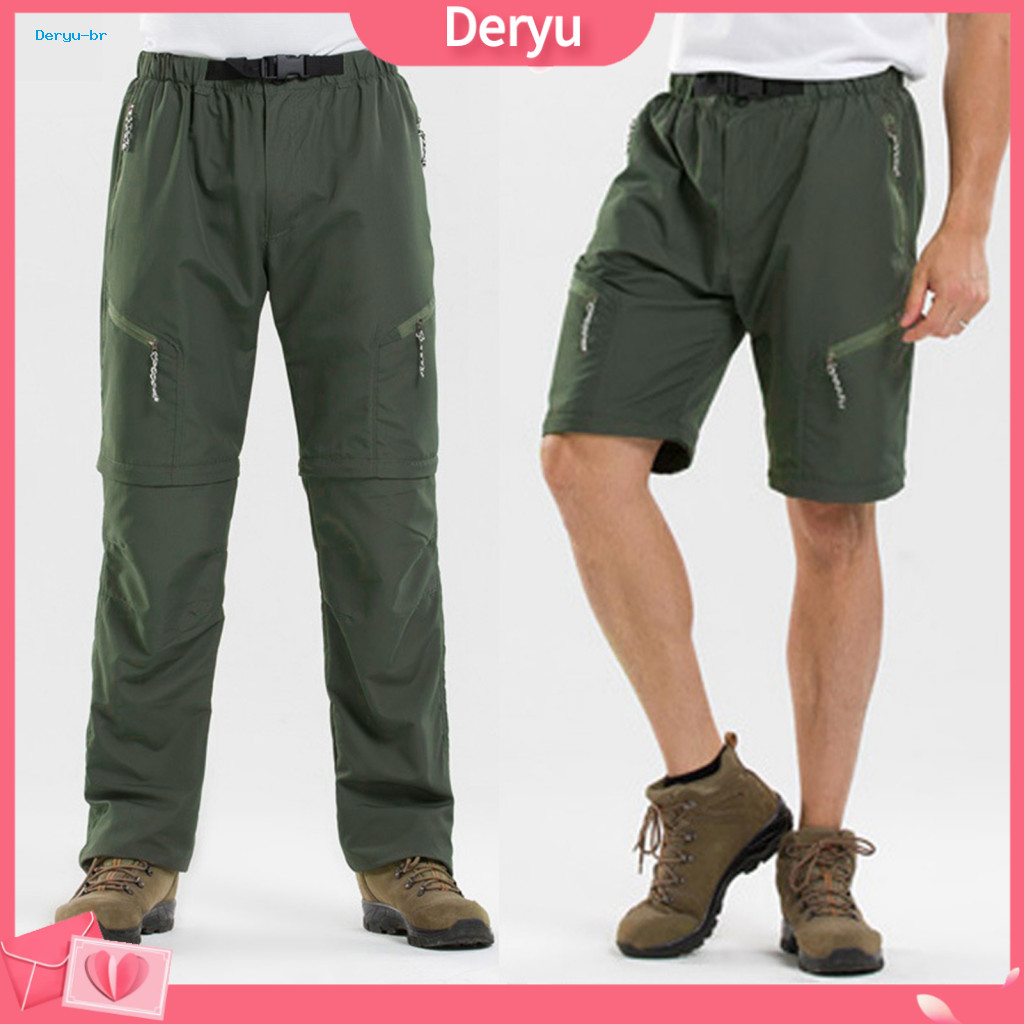 Men Casual Trousers Sweatpants Men's Outdoor Quick-dry Hiking Pants with Side Pockets Removable Legs High Waist Breathab