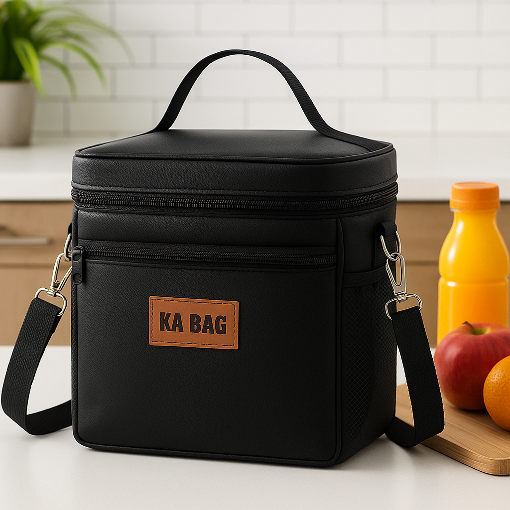 Bolsa Marmiteiro Merenda Térmica Impermeável Fitness Luxo Couro Sintético