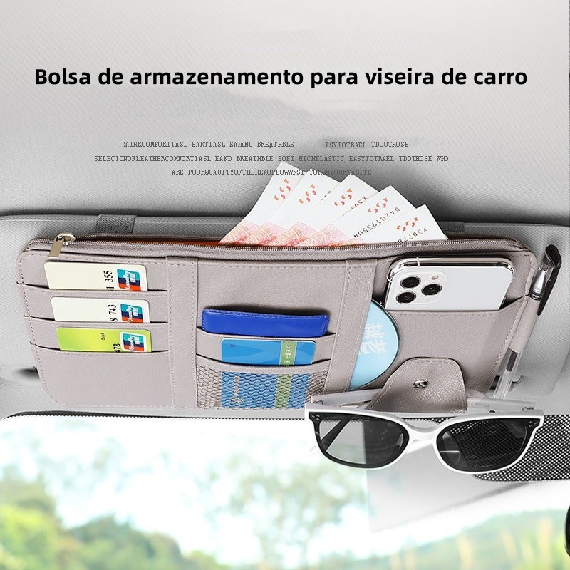 1 Unidade Clipe De Armazenamento Universal Para Guarda Sol De Carro Couro Multifuncional/Óculos