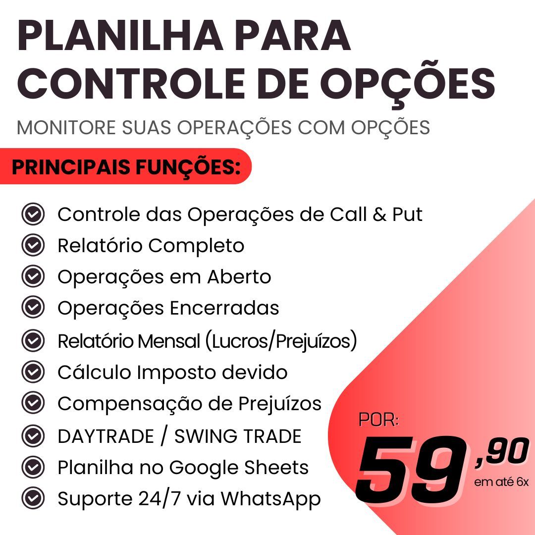 Planilha Para Controle de Opções | Call & Put | Cálculo de Imposto | DARF | Relatórios