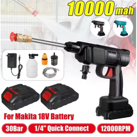 10000mAh 30Bar Wireless Car Washer High Pressure Car Wash Water Gun Portable Car Washing Machine for 18V Makita Battery