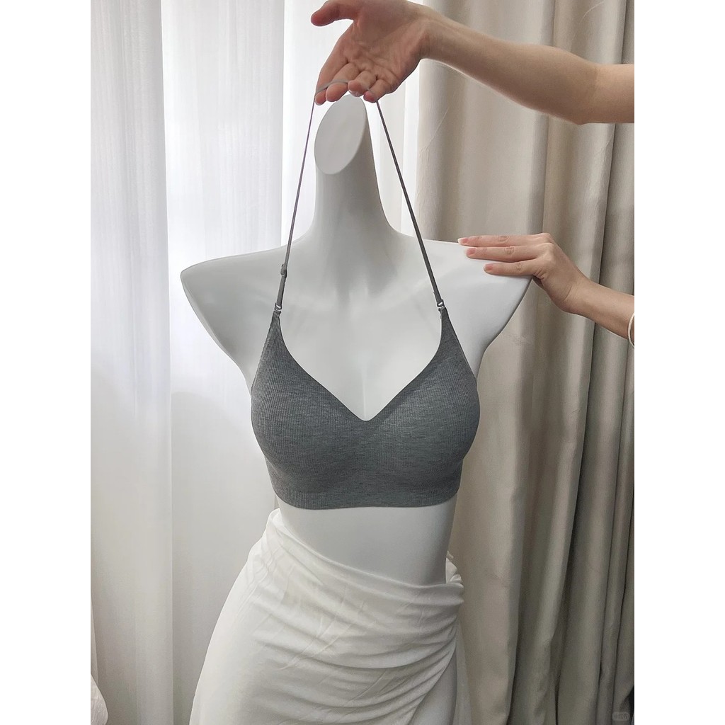 Halter Neck Sling Lindas Costas Seios Pequenos Olhar Grande Push-Up Cueca Push-Up Seios Sem Costura Engrossado Cruz Halt