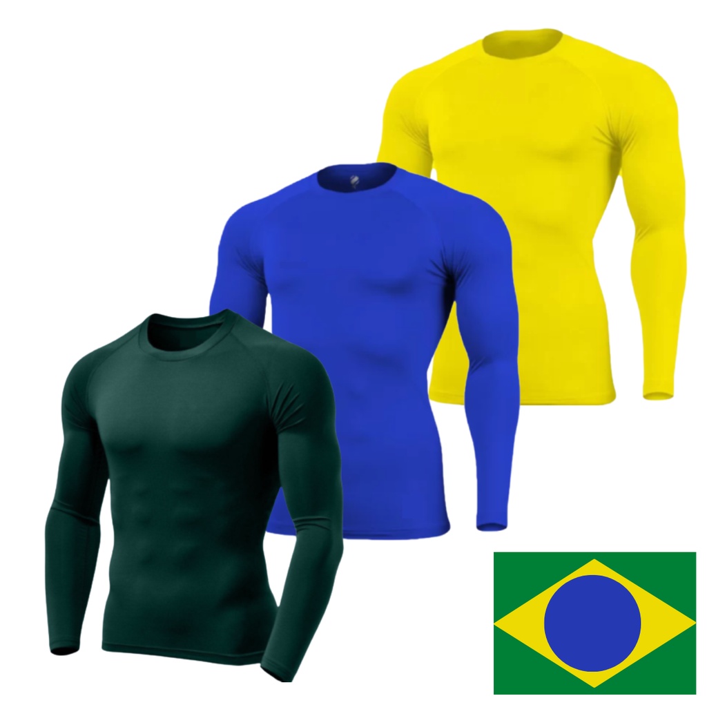 Kit 03 Camiseta Térmica Uv 50+ Segunda Pele Malha Fria Proteção Solar Compressão Frio Calor
