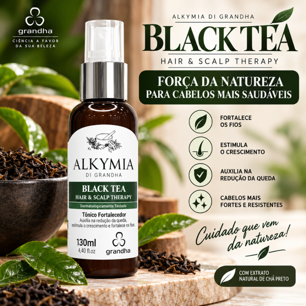 Tônico Capilar para Fortalecimento dos Fios Black Tea Hair Scalp Therapy 130ml Controla Queda