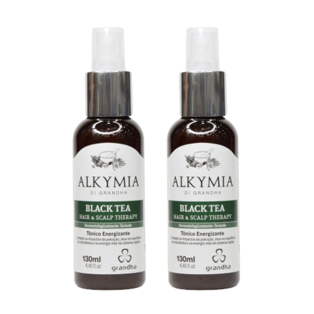 2 Chá Preto Black Tea Hair Scalp Therapy 130ml cada Tônico Capilar para Crescimento