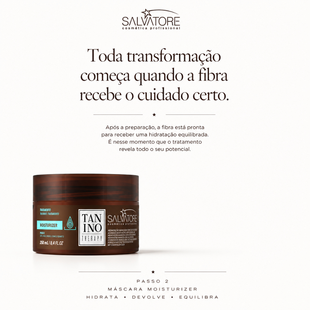 Máscara Condicionadora Salvatore Tanino Therapy Moisturizer 250g Passo 2 do Ritual Profissional para Cabelos Secos e Dan