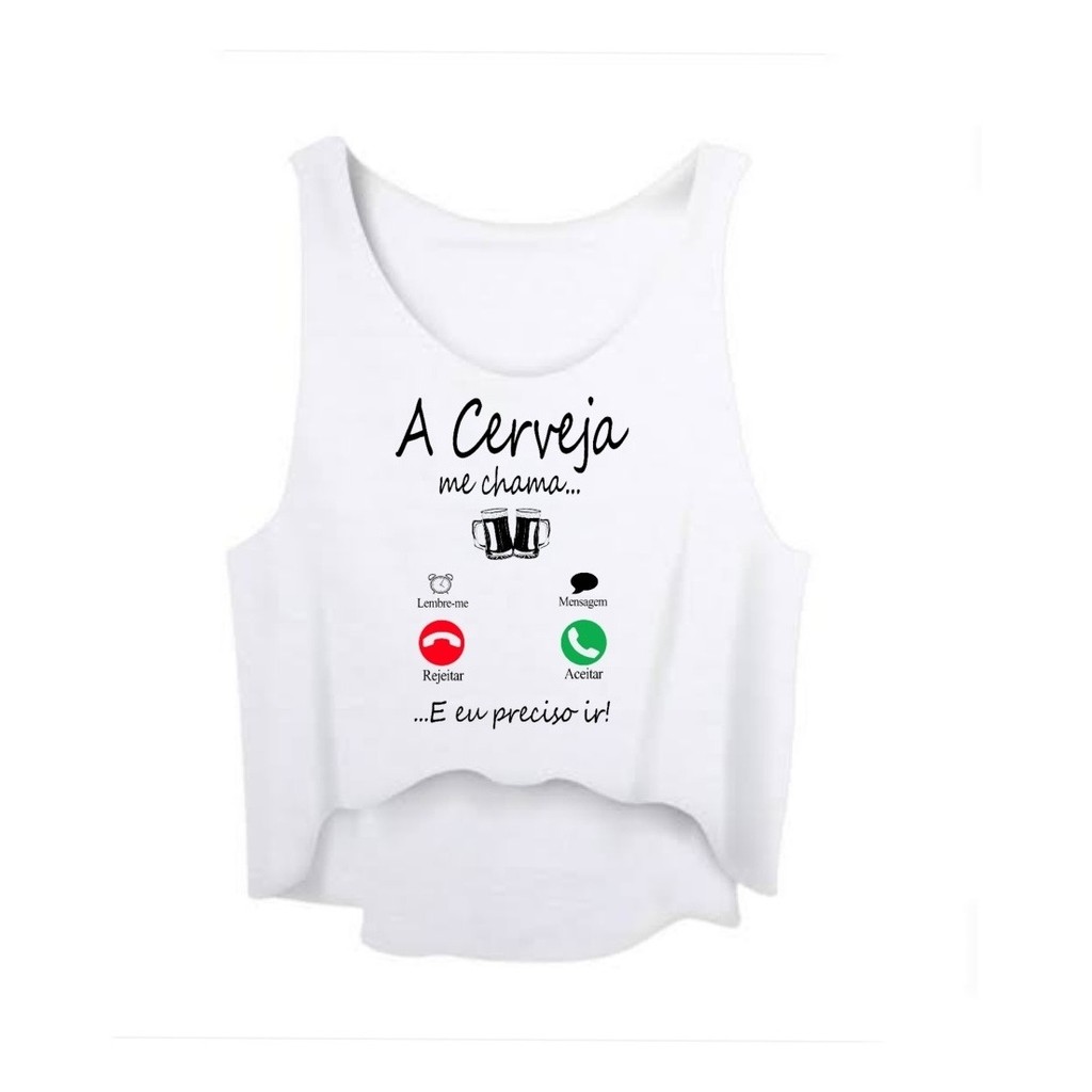 Regata Feminina Cropped Abada Carnaval Cerveja Me Chama Ceva