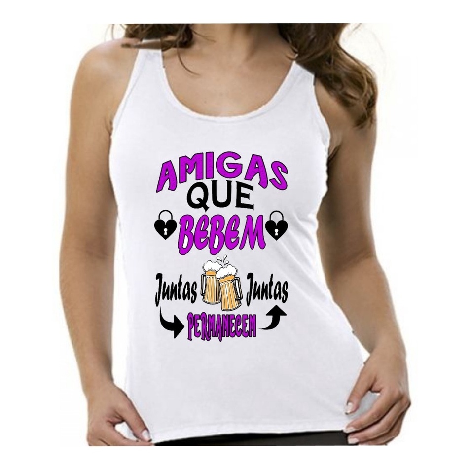 Camiseta Regata Carnaval Abada Amigas Bebem Juntas cerveja