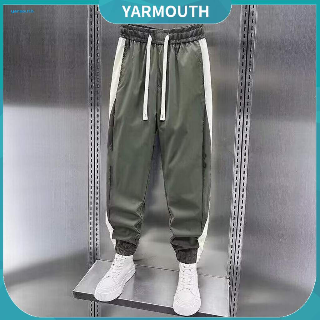 Comfortable Men Joggers with Pockets Casual Sweatpants Men's Cargo Drawstring Waist Letter Print Color for