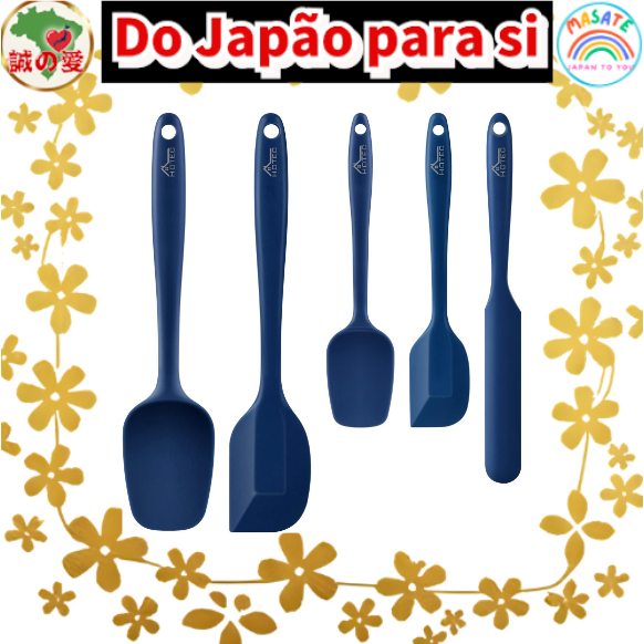 Hotec 5pcs Silicone Spatula Set, Heat-Resistant Non-Stick Kitchen Utensils, Seamless One-Piece Design for Baking & Cooki