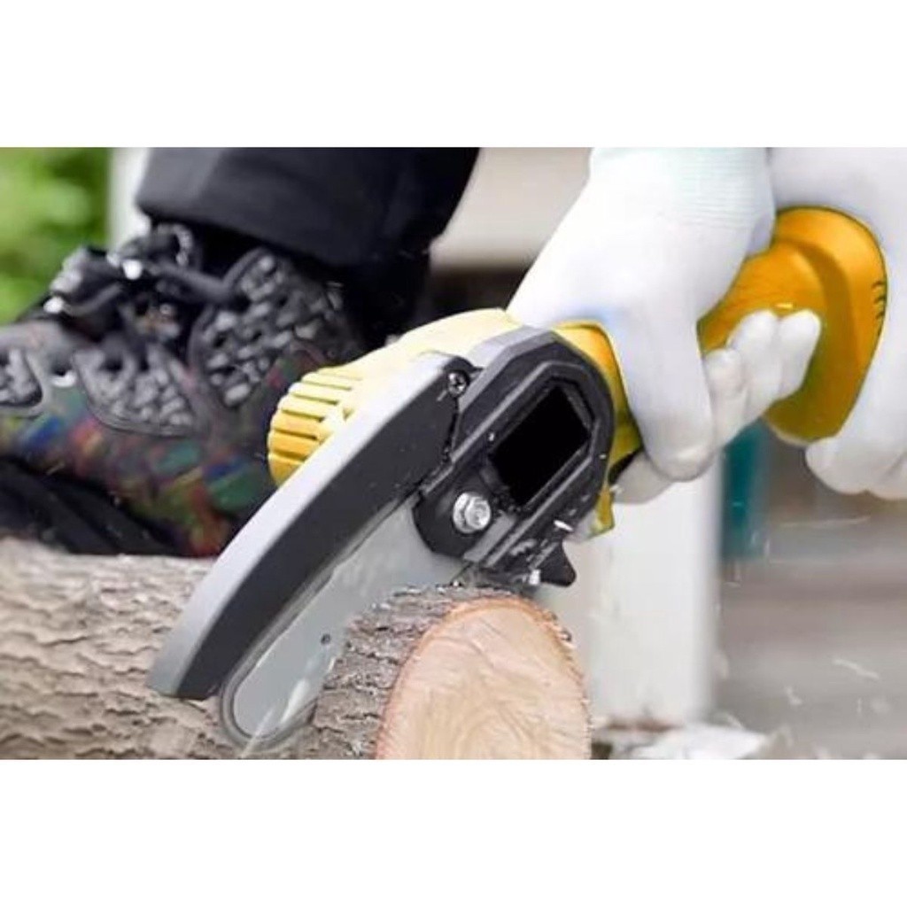 Mini Motosserra Elétrica 6 Bivolt com Bateria Recarregável Portátil Poda Jardim Compacta Achadinhos