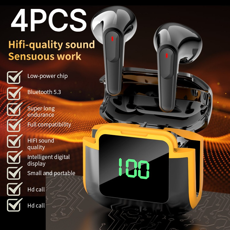 SAIMILI 4 Unidades Novos Fones de Ouvido Pro90. Fones de Ouvido Bluetooth 5.3 TWS Touch Control HD Estéreo HIFI