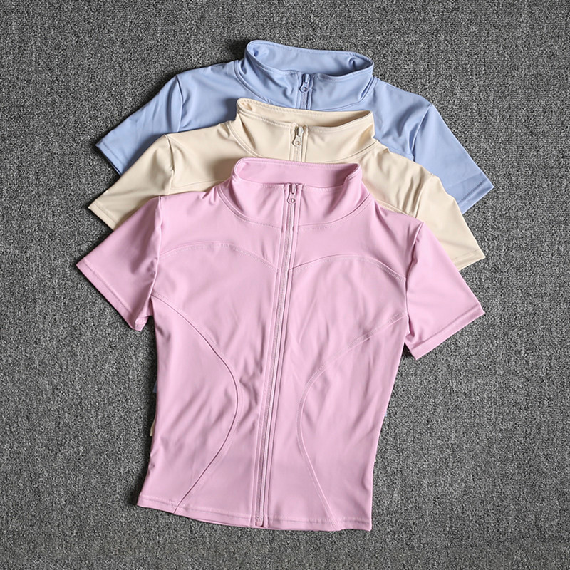 YHMFZ394 Verão Novo Estilo High-End Slim-fit Gola Fitness Top Quick-