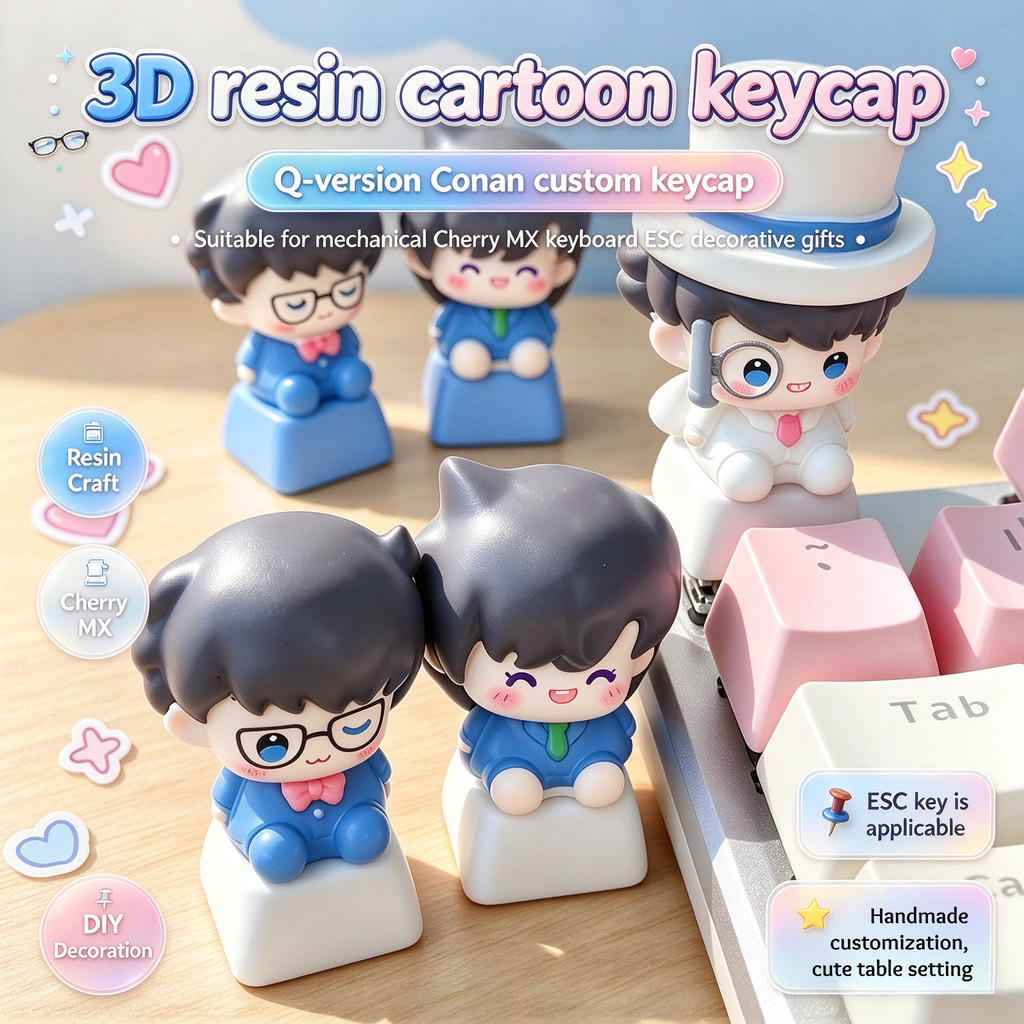 Resina 3D Cartoon Q Versão Conan ESC Keycap Para Mecânico Cherry MX DIY Teclado Decoração Presente