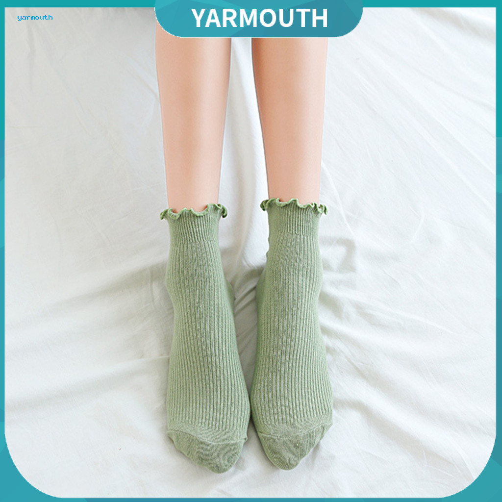 Cotton Ruffle Ankle Socks Women Frilly 6 Pairs Women’s Edge Anti-slip High Elasticity Low-cut Sport – Comfortable We
