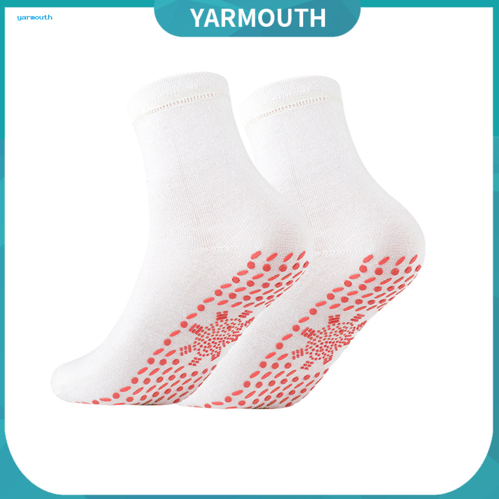 Winter Socks Heating Array Dot 1 Pair with Silicone Soles Mid-tube High Elasticity Sport for Weather Keep Feet Warm 24 H