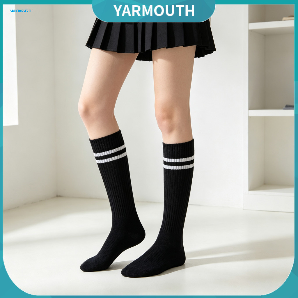 High Elastic Knitted Socks Streetwear Women’s Striped Knee – Soft Elasticity Calf-length for Leg Shaping Fashion Aca