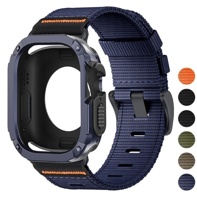 Capa TPU Para PC + Pulseira De Nylon Compatível Com Apple Watch Ultra 3 49mm Série 11 10 42 46mm 9 8 7 44 45mm 6 SE 5 4
