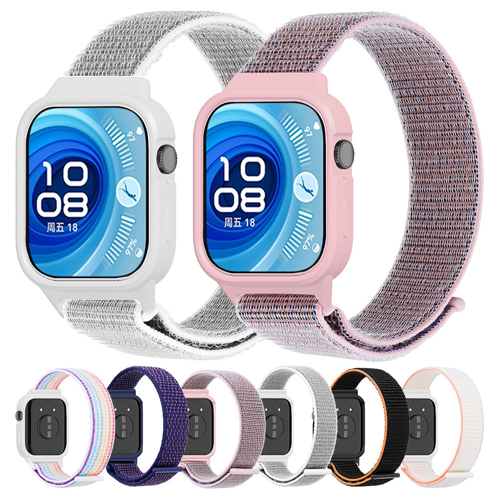 Capa De TPU Com Alça De Nylon 2 Em 1 Para Huawei Fit 3 Protetor De Tela Moldura De Pára-Choque Banda Cinto Pulseiras Ace