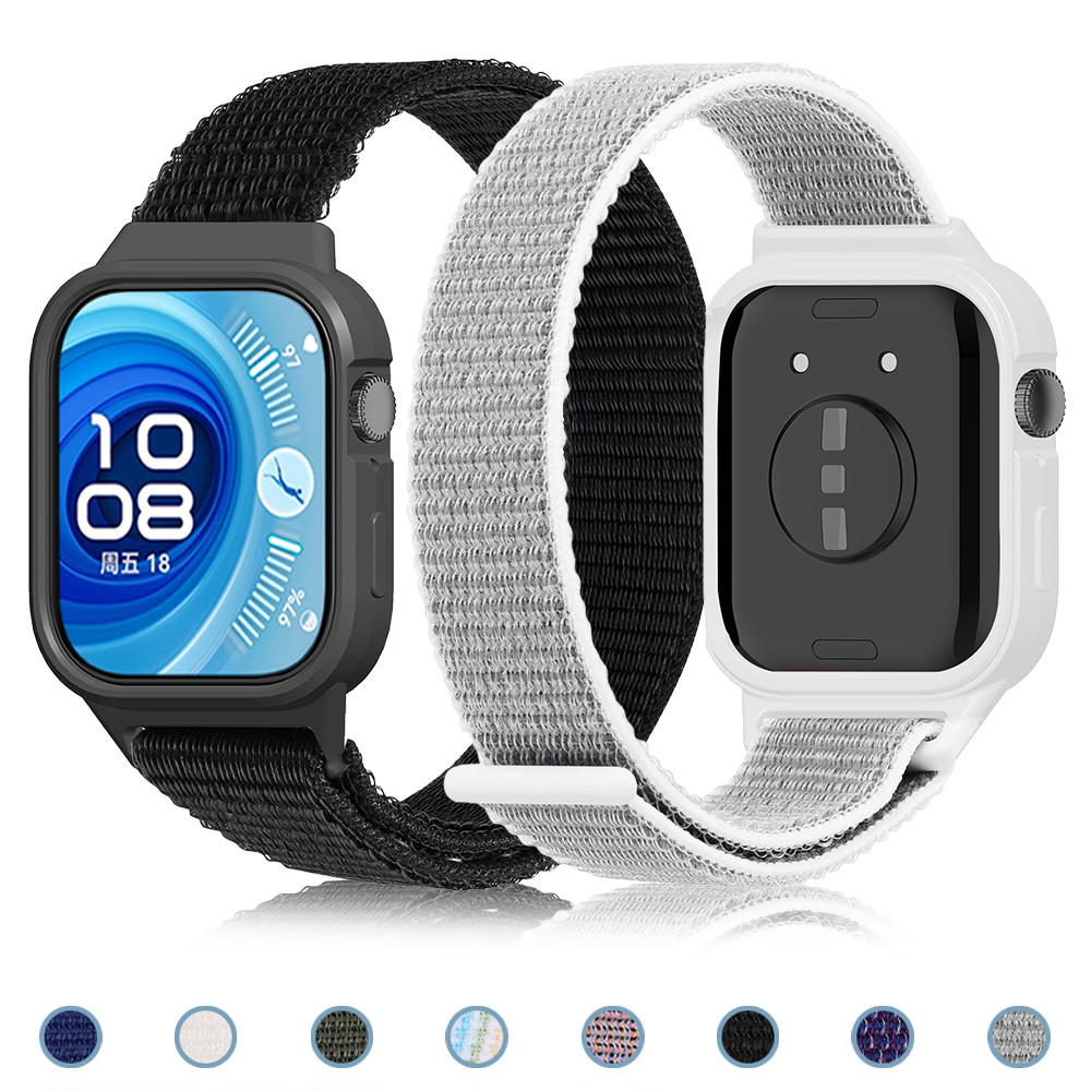 2 Em 1 Nylon Loop Sport Strap Band + TPU Case Para Huawei Fit 3 Cinto Pulseiras Pulseira Anti Gores Protetor De Tela Ace