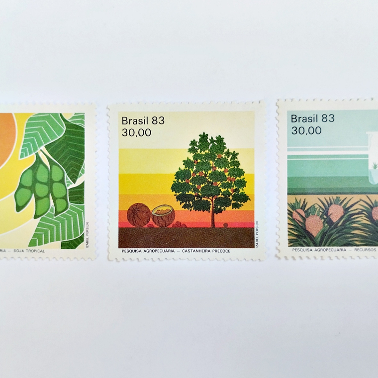 Selo Postal Novo série Conquistas da Pesq Agro Bras 1983
