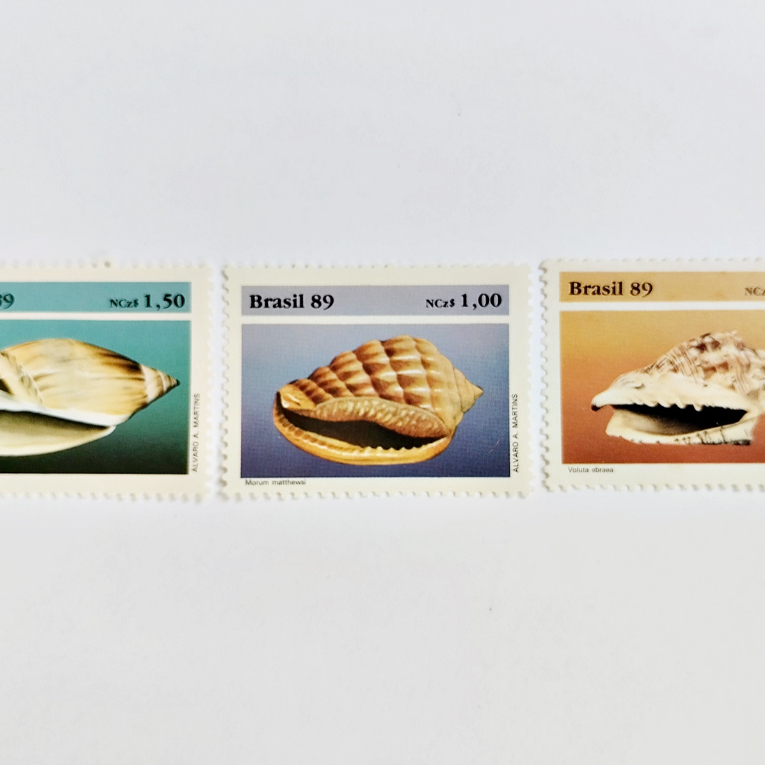 Selo Postal Novo série Pres Fauna Bras-Moluscos 1989