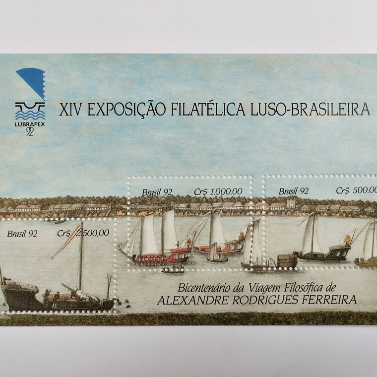 Bloco Selo Postal Novo XIV Expo Filatélica Luso-Bras 1992