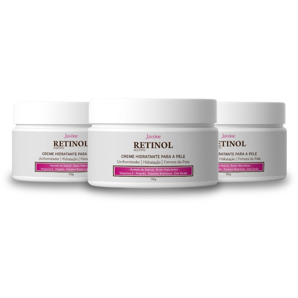 Kit 3un – Javóne Retinol Acetato Creme firmador realçador suave nutritivo100g