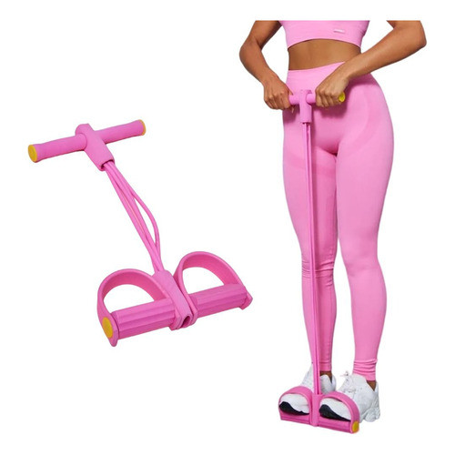 Elástico Extensor Com Pegada E Apoio Para Os Pés Treino Fitness