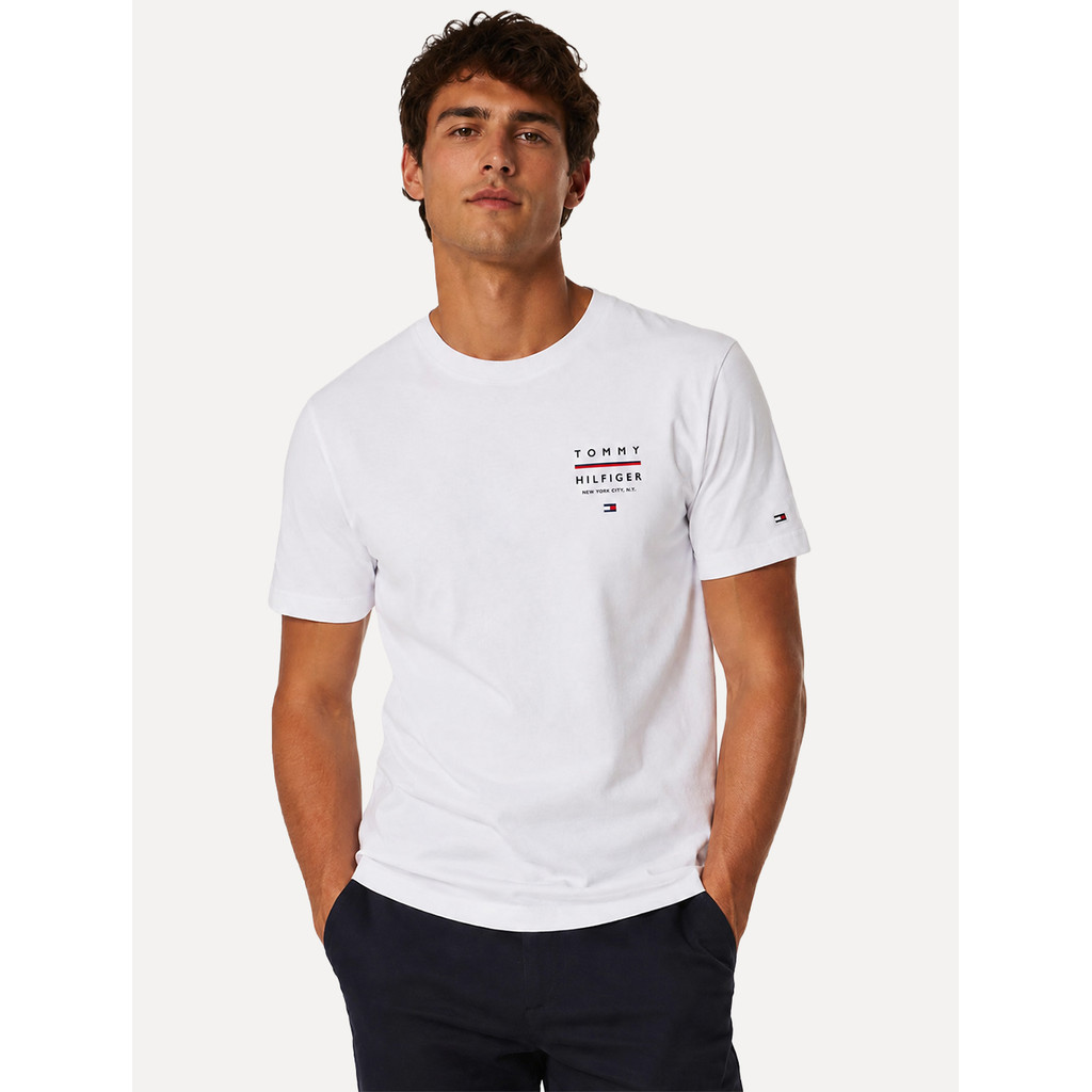 Camiseta Tommy Hilfiger Masculina Regular Logo Brand Love RWB Original Branca