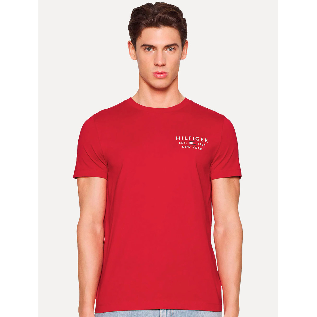 Camiseta Tommy Hilfiger Original Masculina  Brand Love Small Logo Vermelha