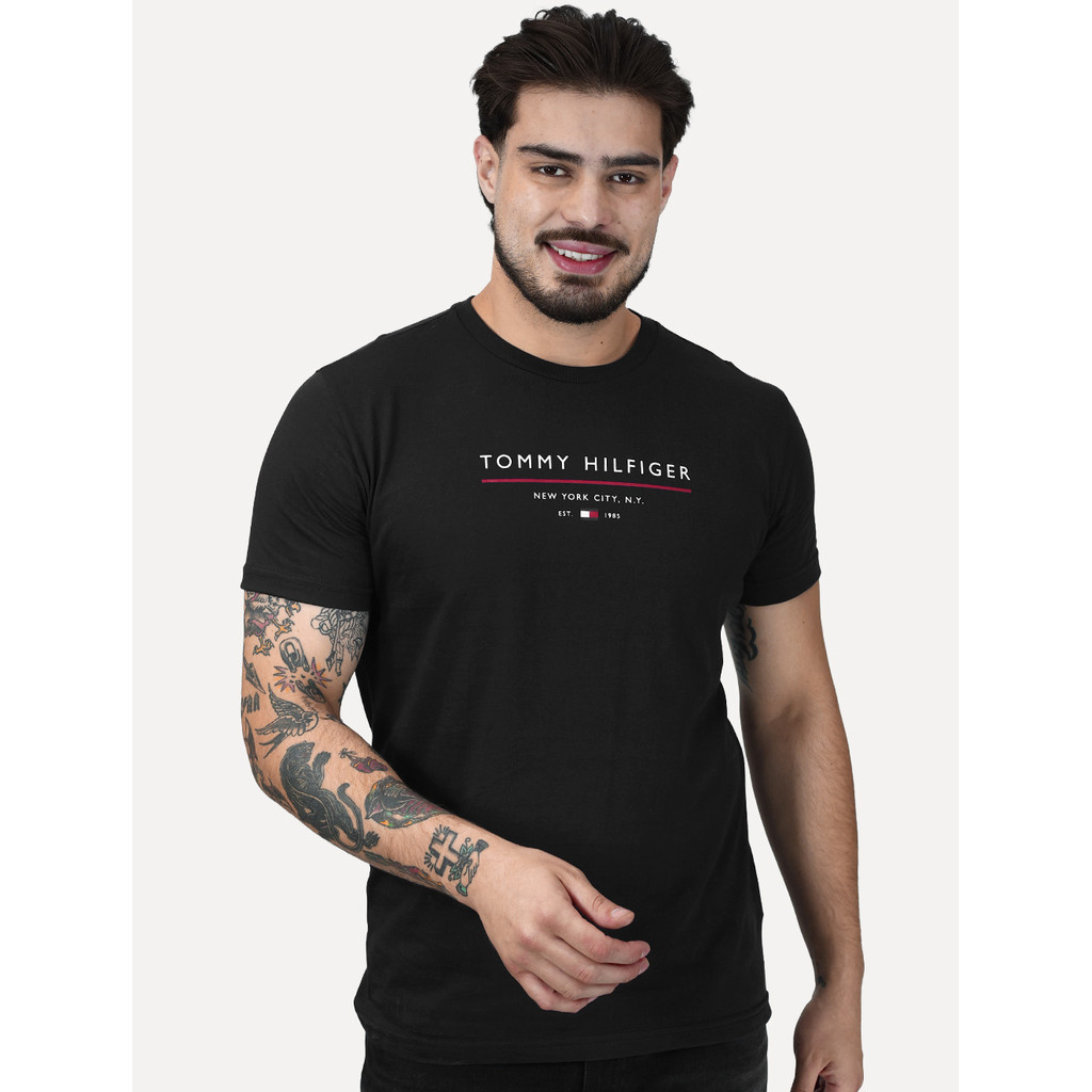 Camiseta Tommy Hilfiger Masculina Brand Love Big New Logo Preta