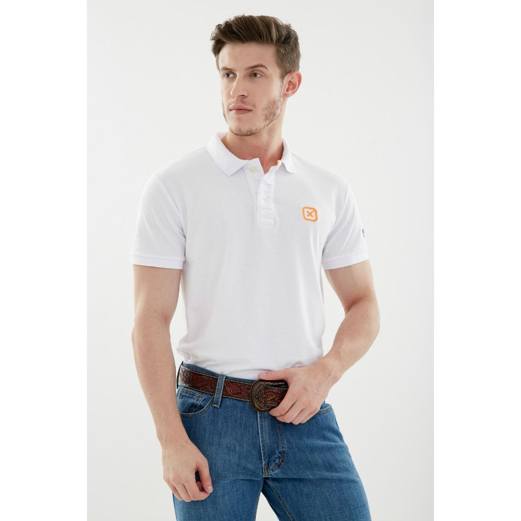 Camisa Polo Masculina Custom Logo Bordado X Txc Brand Branca