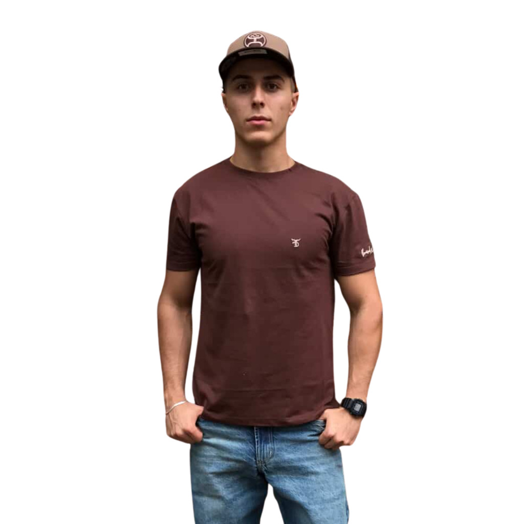 Camiseta Brand Western Marrom Logo Bege