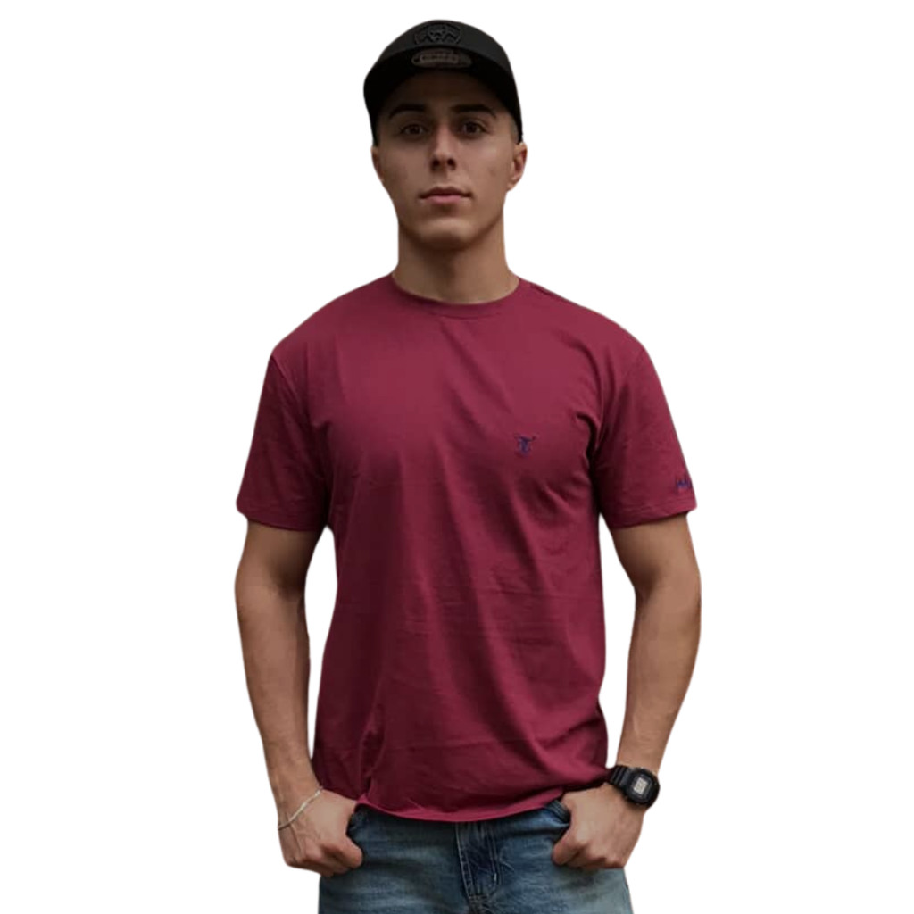 Camiseta  Brand Western Vinho Logo Marinho