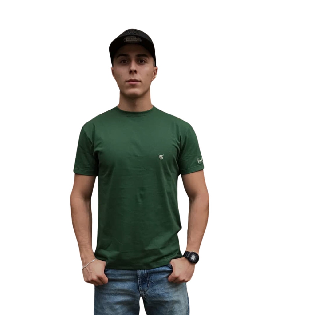 Camiseta Verde Escuro Logo Bege  Brand Western