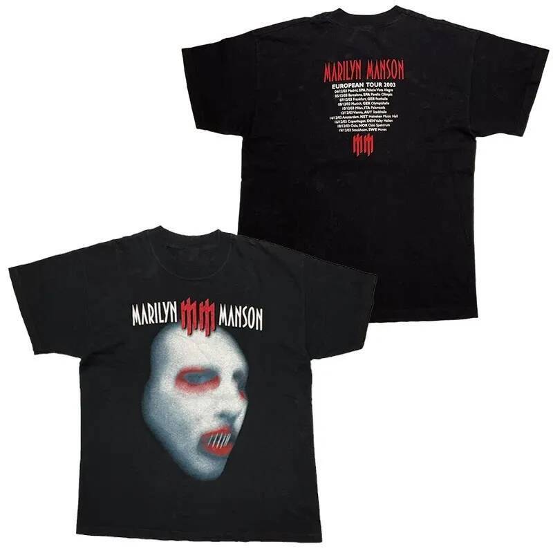 Marilyn Manson Abstract Casual T-Shirt Luxury Band Brand for Men and Women Top 2026 New Band Logo
