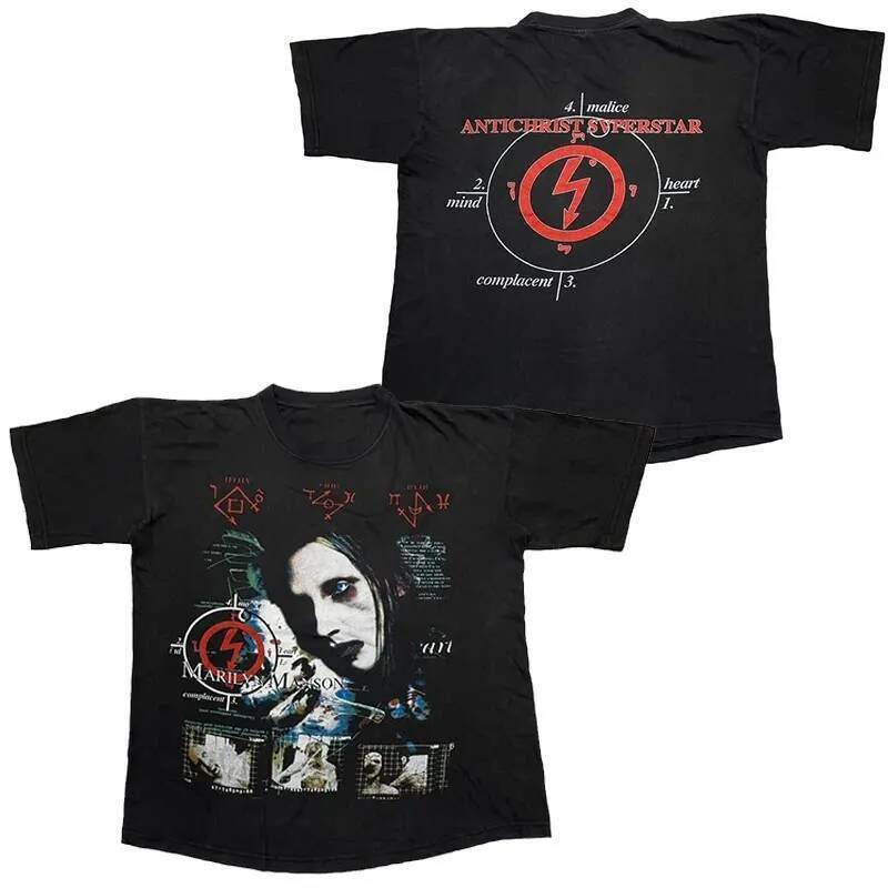 Marilyn Manson Abstract Casual T-Shirt Luxury Band Brand for Men and Women Top  Logo