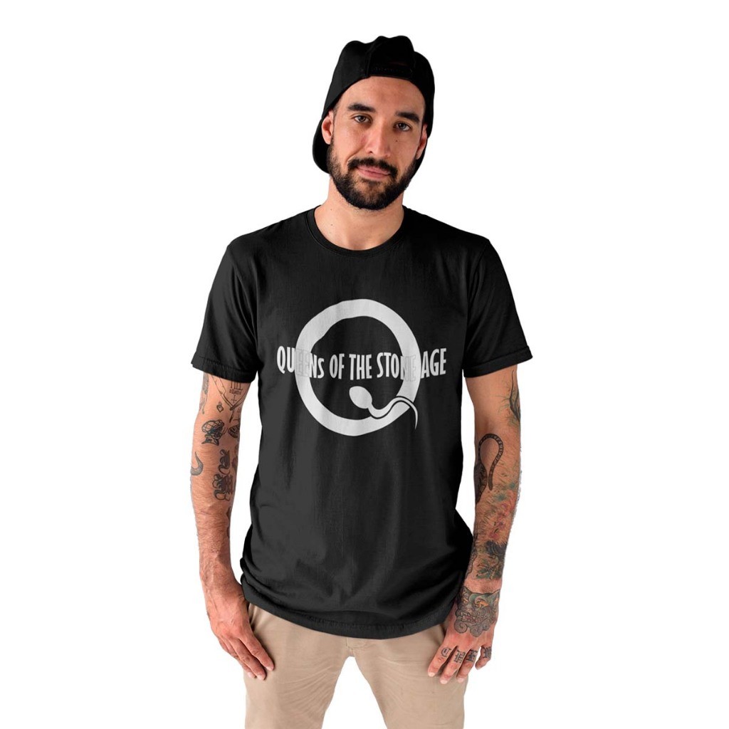 Camiseta Rock Punk Quens Of The Stone Age Logo Brand Banda Algodão Premium Unissex