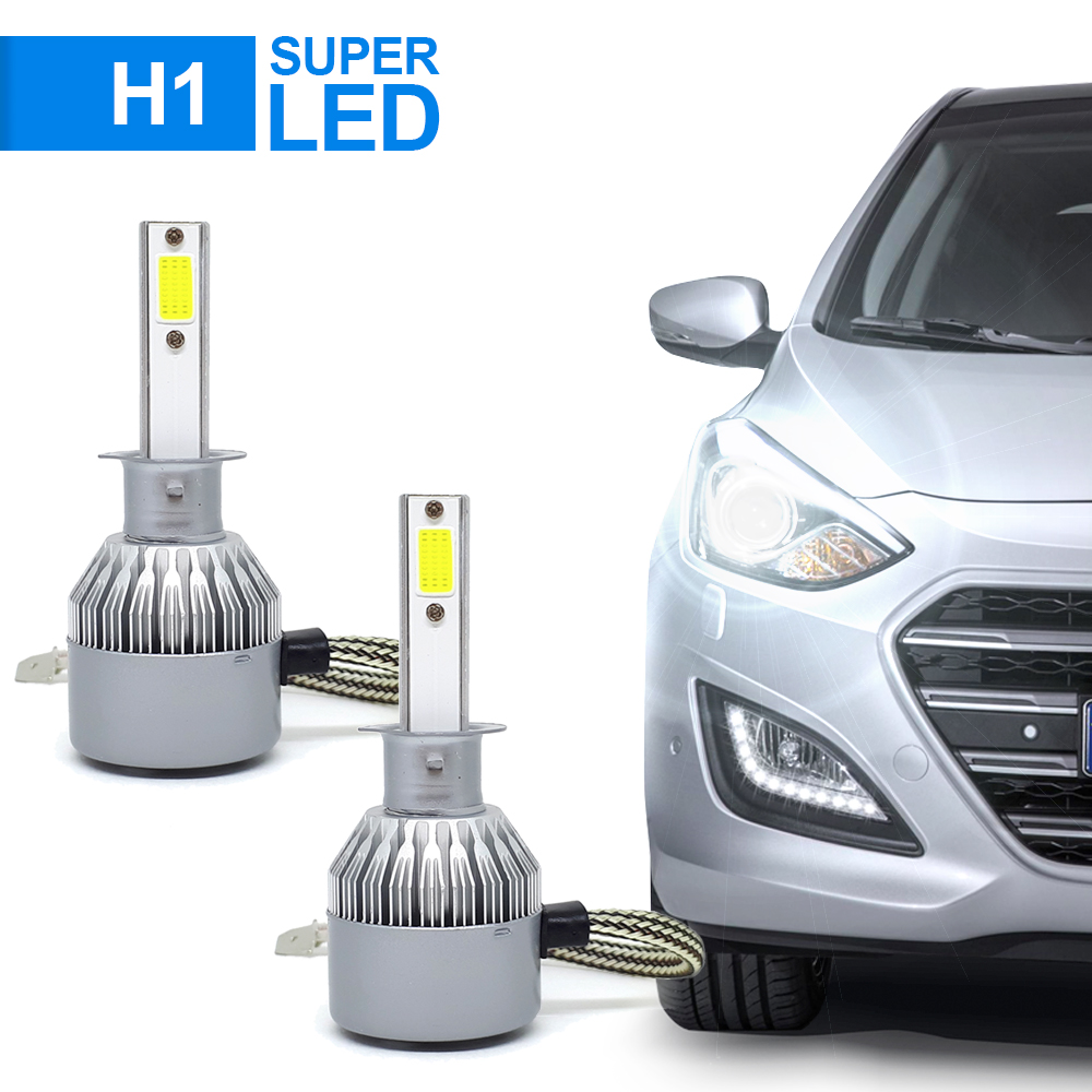 Par Lâmpadas H1 Farol Baixo Ford Fiesta 1997 1998 Super Led C6 6000k 7200 Lumens Branco Frio Efeito Xenon